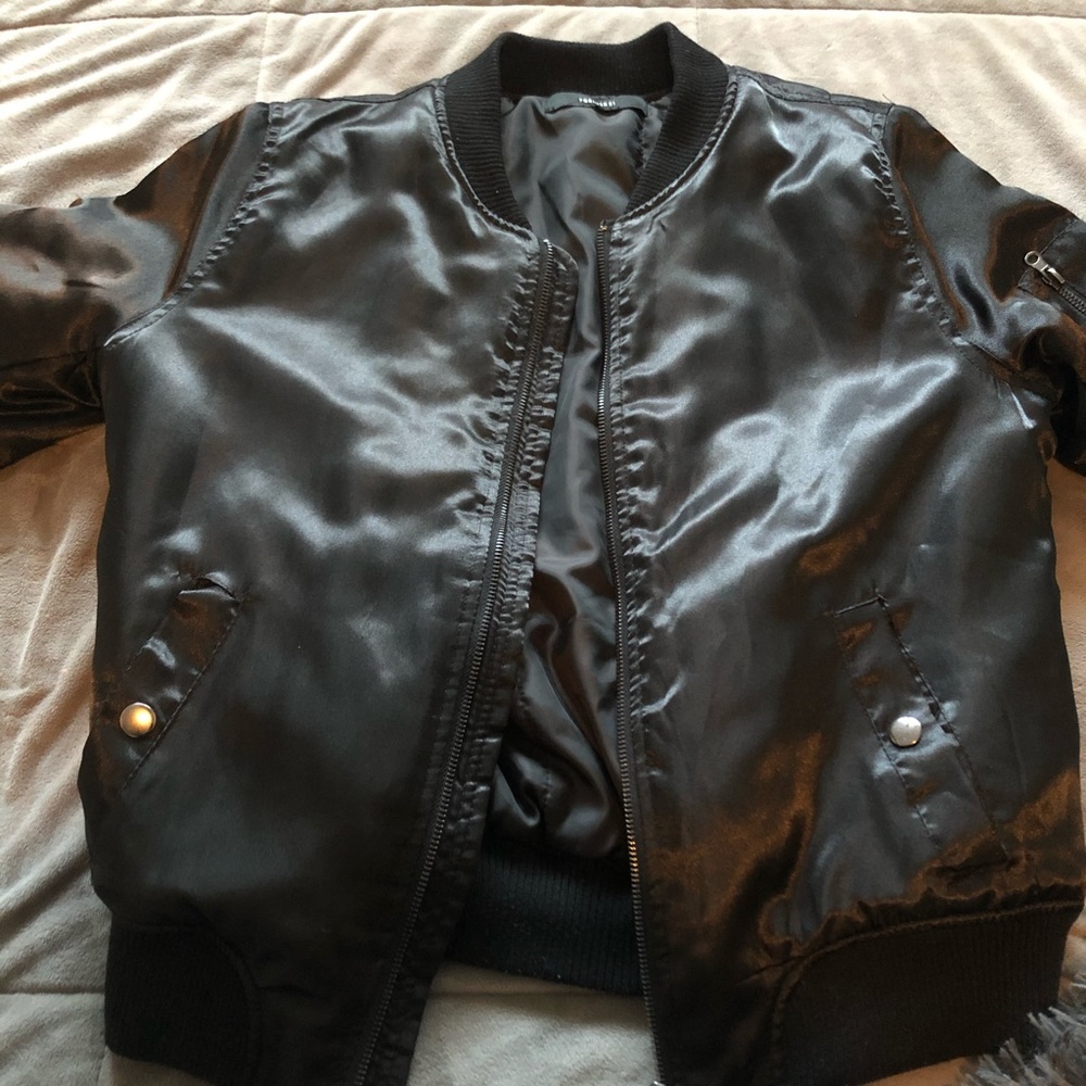 All black bomber jacket